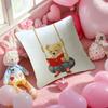 Childish-Hearted Friends Teddy Bear-B Pillow Case Anti-Dustmite Pillowcase Invisible Zipper Silky Short Plush Sofa Cushion Cover