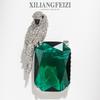 Kristall Papagei Brosche Damen Herren Mode Tier Pin Zubehör Kupfer Galvanisiert Statement Schmuck
