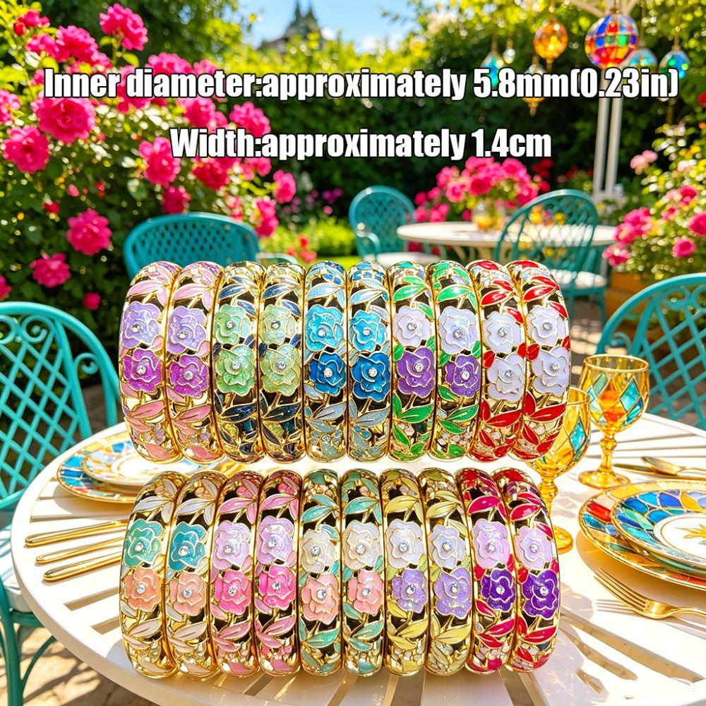 1,4 cm Pfingstrosen-Filigranblumen-Armreif Breiter Damen-Handarmreif Geschenke für Frauen Mädchen