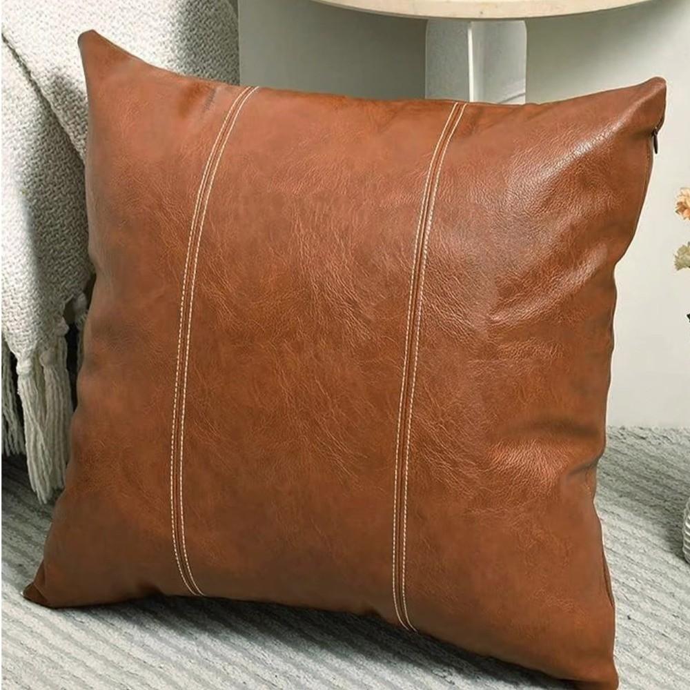 Zipper Style Patchwork Pillow Cover Waterproof Pillowcase PU Leather Throw Pillow Covers Couch