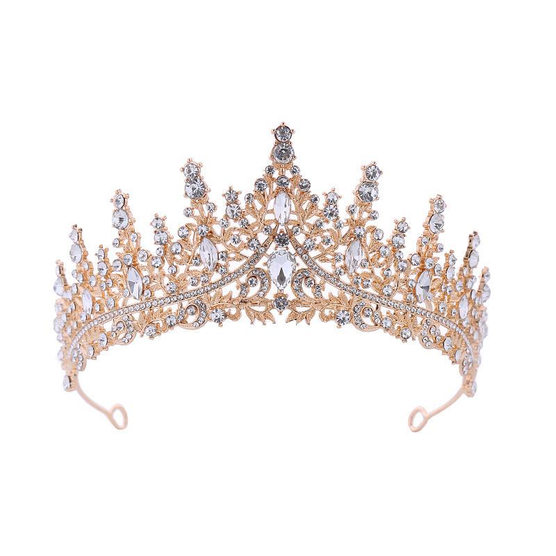 European Style Bridal Crown Alloy Hair Accessories Wedding Rhinestone Headband Electroplating Birthday Crown Dinner Wedding Headdress