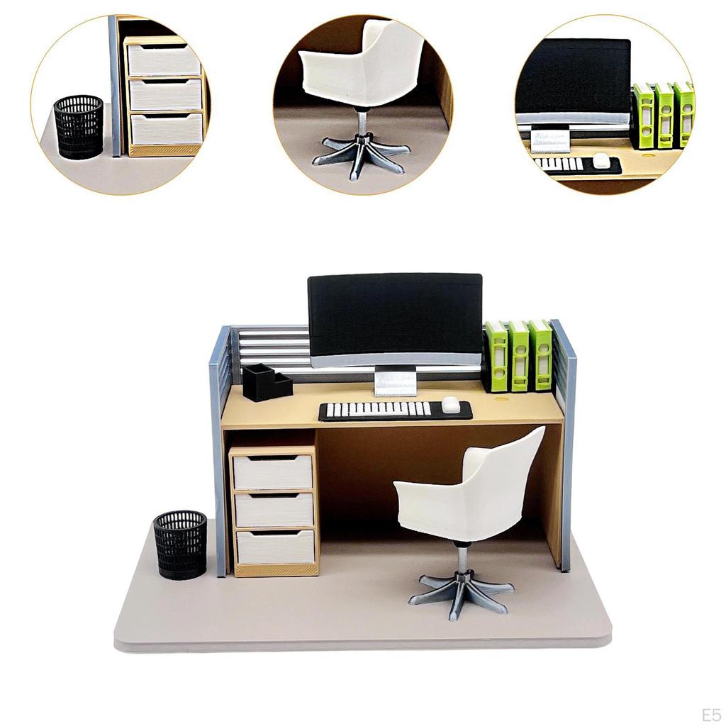 Dollhouse Decor Scene Toys Mini Computer Desk 1/12 Dolls House Gifts