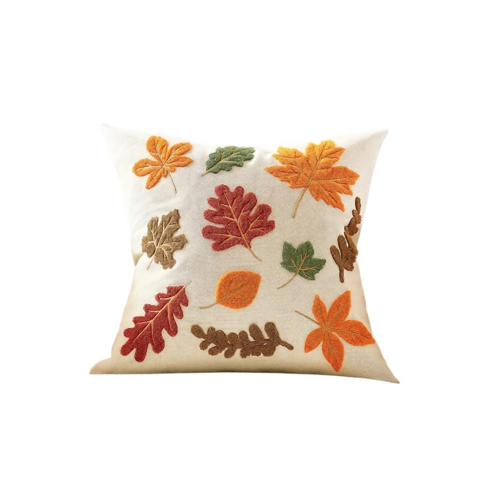 Pumpkin Maple Leaf Throw Cover for Halloween, Decorative Sofa Cushion Case, No Insert