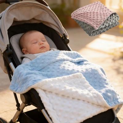 Babydecke Doppellagig Bohnen Fleece Pucktuch Kontrastfarben Super Weich Kristall Samt Puckdecke Kinderwagen Kinderdecke