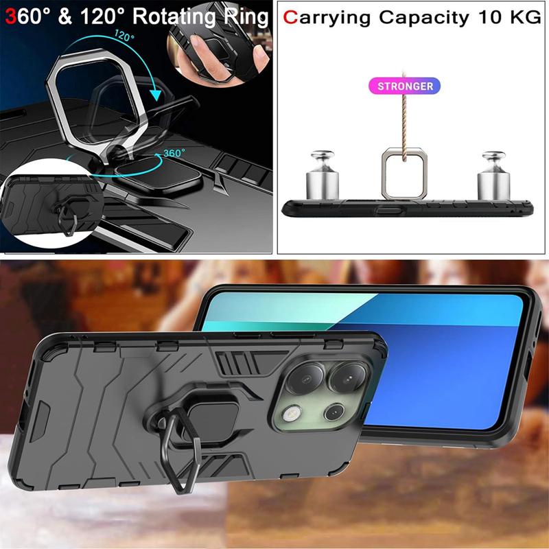 [360° otočný stojan] [Ochrana proti pádu na vojenské úrovni] Kryt Magnetický držák na telefon pouzdro do auta pro Xiaomi Redmi 13c Note 13 4G/5G 13 Pro+ 4G 5G