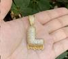 Fashion Women Zircon Bubble Letter Custom Name Necklace Brass Jewelry 14k Gold Plated Bubble Letter Pendent Charms