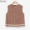 ZANZEA Women Casual Round Neck Summer Sleeveless Vest Tops