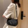 Moda Feminina Lona Bolsas de Mão Pequenas Simples Diário Cor Sólida Corrente Bolsas de Ombro Axilar Feminina