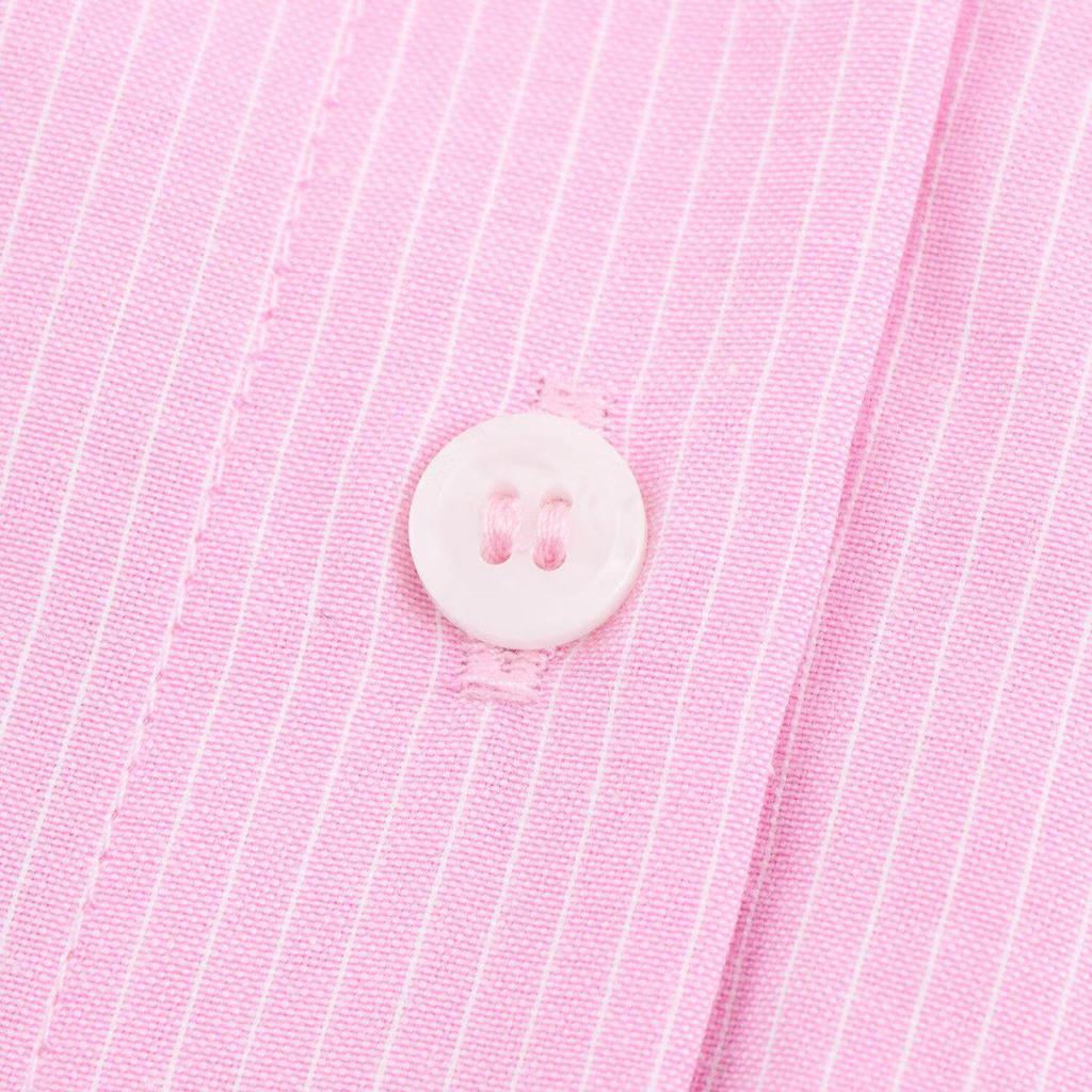 2025 Spring Women's Casual Striped Oxford Shirt with Turn-Down Collar