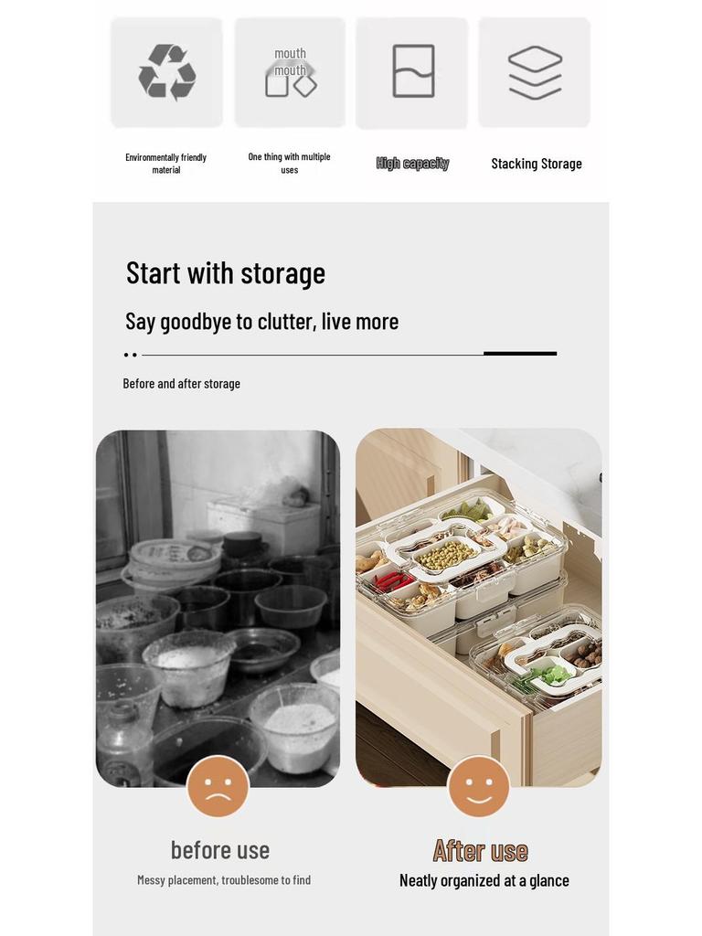 Portable Airtight Food Storage Box - Keeps Salad, Fruit, and Seasonings Fresh with Compartments