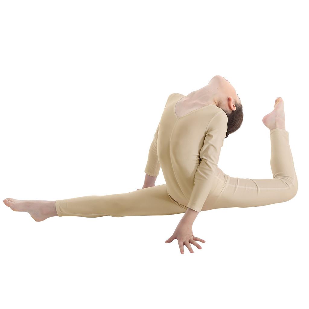 Girls Long Sleeve Zippered Ballet Dance Gymnastics Jumpsuit Unitard Dancewear Practice Outfit