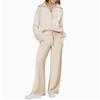 Lässiges Swear Set für Damen für Frühling/Herbst, Reißverschluss Langarm-Sweatshirt und Weitbeinige Hose 2-teiliges Set