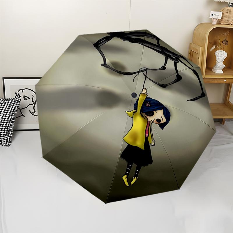 1 stk Coraline (3) Paraply, Solbeskyttelse og UV-beskyttelse. Den har otte robuste ribber til udendørs brug og er en perfekt gave