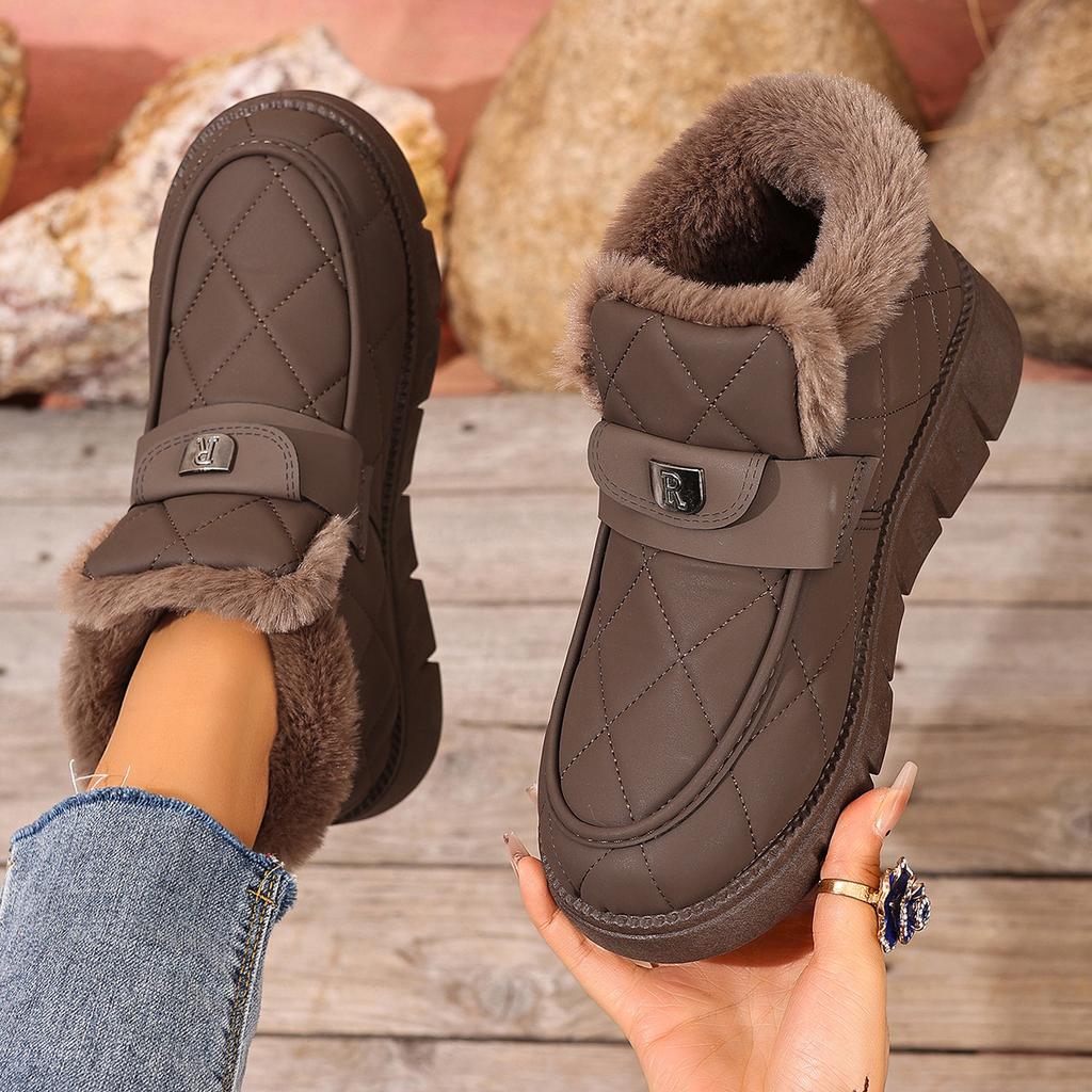 Women's Large Size Soft Sole Winter Warm Non-slip Fur One Snow Boots Padded Lined Ankle Boots Non-slip Hiking Outdoor Sports Cotton Boots