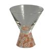 Arita Ware Roman Glass SAKE GLASS, Trapezoid, Small Red Chrysanthemum Design, HT-18-7