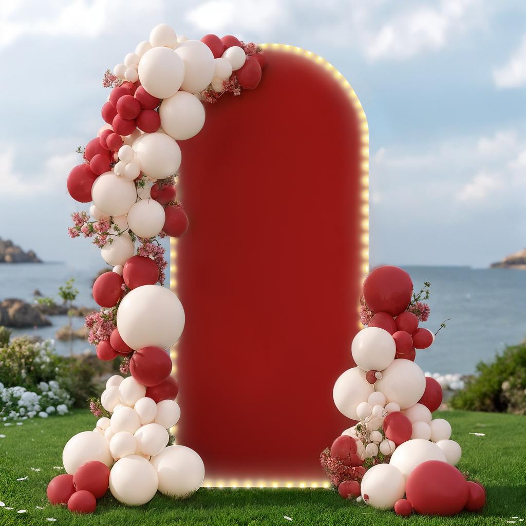 Wedding Arch Cover Pink Spandex with Lights U Top Backdrop Stand for Photographic Background Birthday Party Decoration