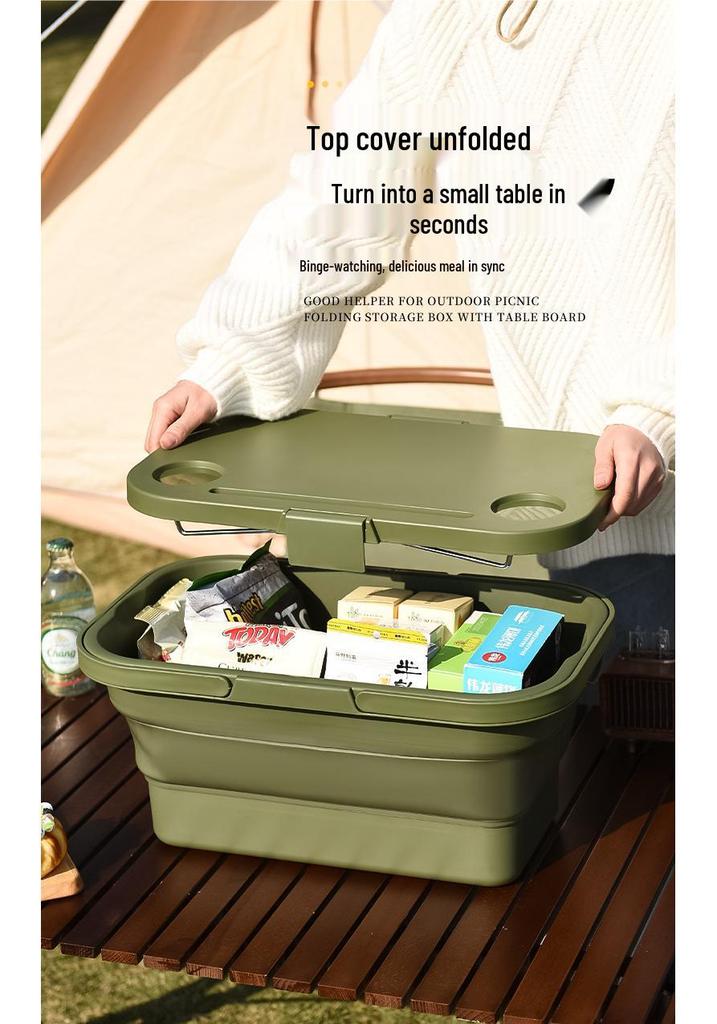 Portable Folding Picnic Basket with Large Capacity for Outdoor Camping and Car Trunk Storage
