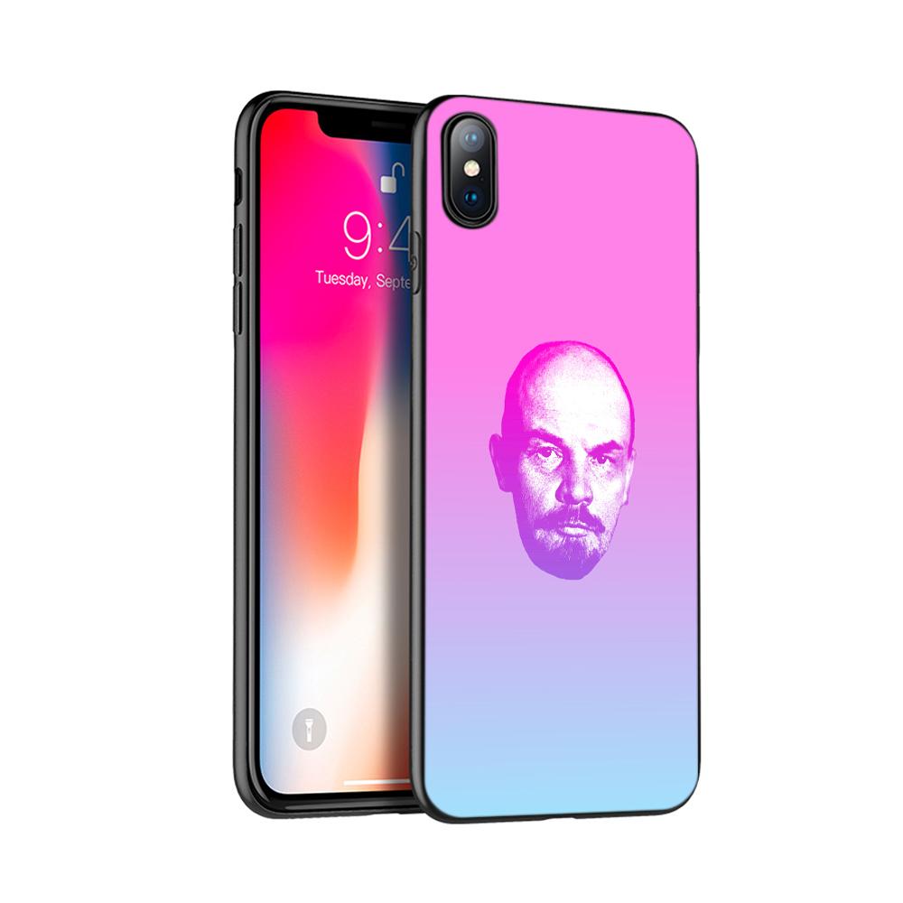 Black tpu case for iphone 5 5s SE 2020 6 6s 7 8 plus x 10 case cover for iphone XR XS 11 pro MAX case lenin Soviet Union flag