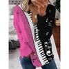 Womens V-Neck Half-Zip Long Sleeve Oversized Hoodie With Geometric Print Casual Comfort Fit 2025