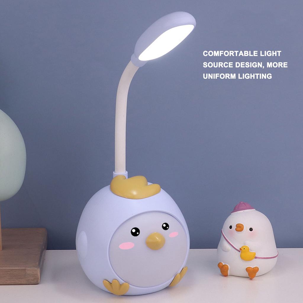 LED Desk Lamp USB Charging Eye   Flexible Color Night Light with Cute Chicken Base