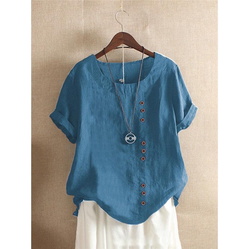 Women's Cotton And Linen Tops, Large Size Casual Loose Cotton And Linen T-shirts, Cotton And Linen Women's Clothing