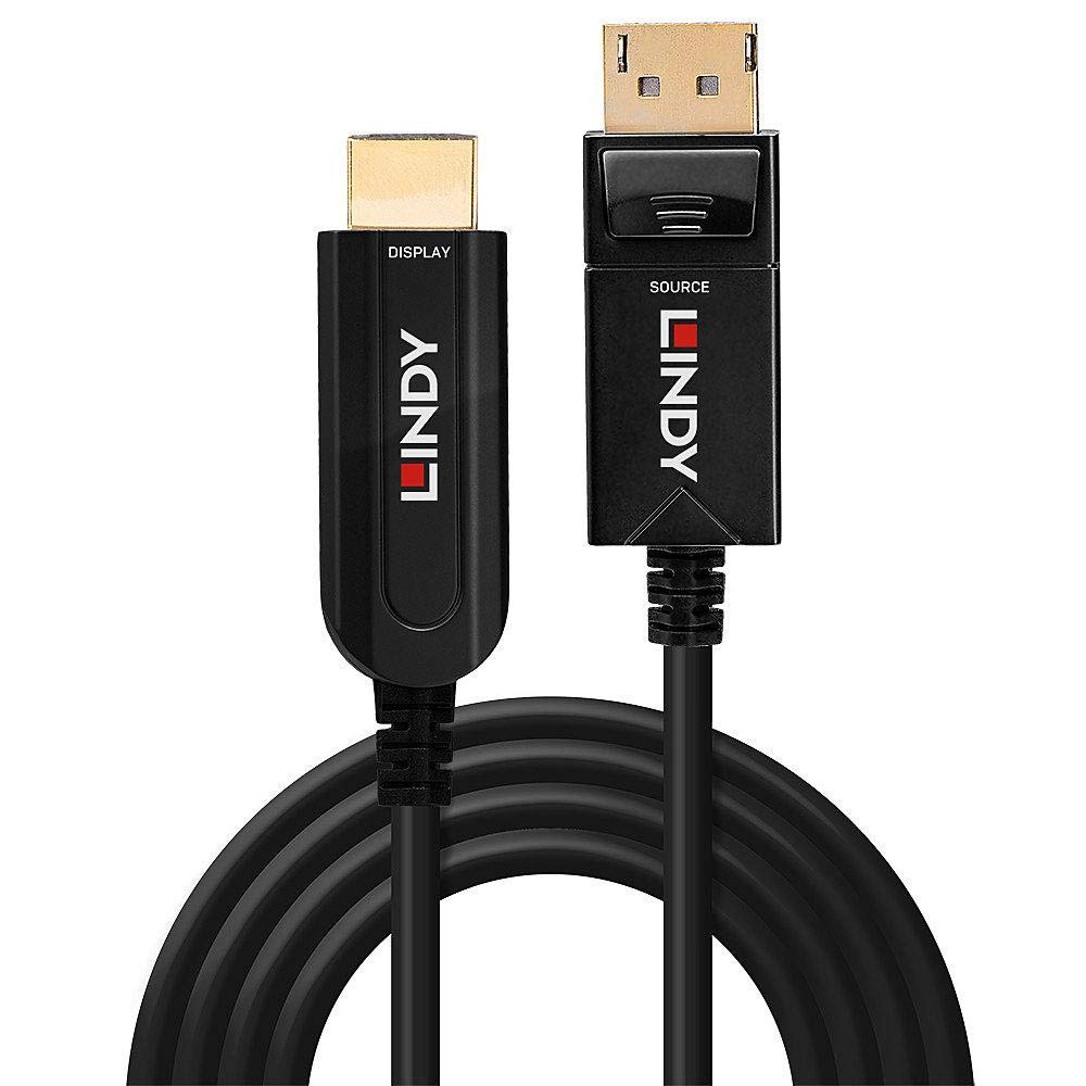 LINDY Fiber Optic Hybrid To 18G Conversion 20m DisplayPort1.2 HDMI2.0 Cable, (Model Number 38491)