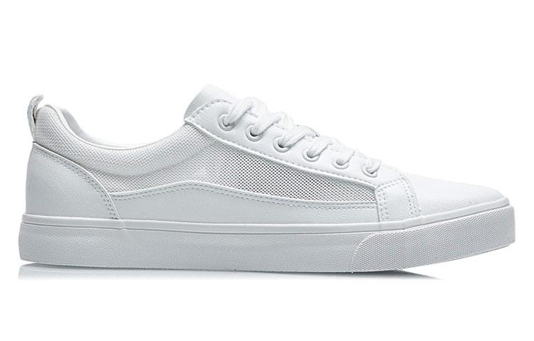 Li Ning Abrasion Resistant Breathable Low Top Skateboard Shoes Men's Standard White AGCR397-1