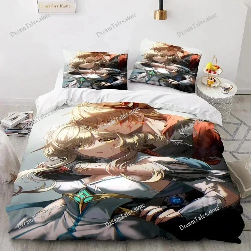 Game Genshin Impact Comforter Bedding Sets Quilt Bed Cover Duvet Cover Pillow Case Sets Kids Adult Size Home Textileextile