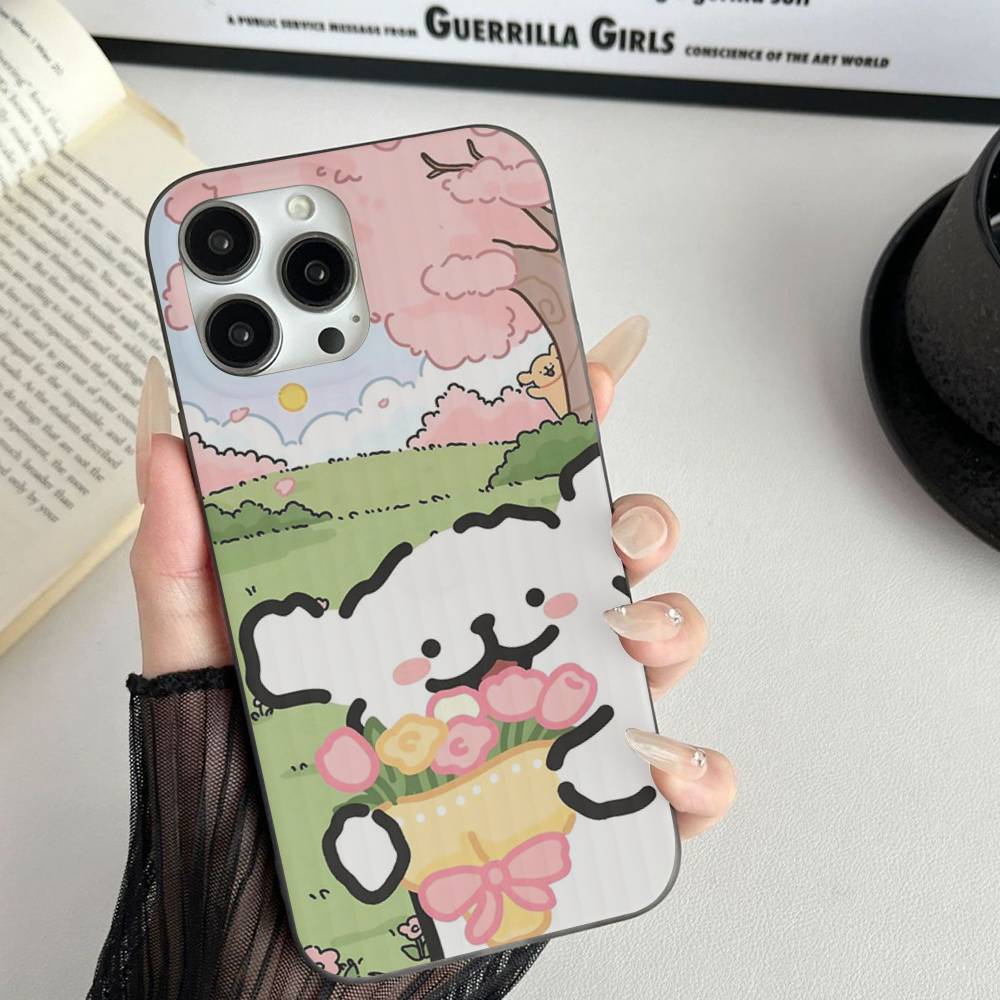 

Maltese Cute Line Puppy Dog Phone Case For IPhone 17 16 15 14 13 12 11 Corrugated Frosted Soft Cover Anti-Slip iPhone 15 pro