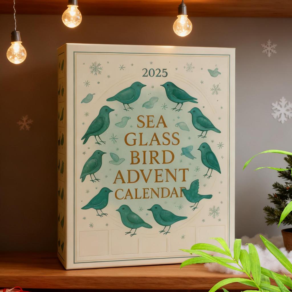 24 Days Birds Themed Christmas Countdown 2025 Christmas Calendar 2D Flat Acrylic Sea Glass Bird Advent XmasTree Decor Pendant