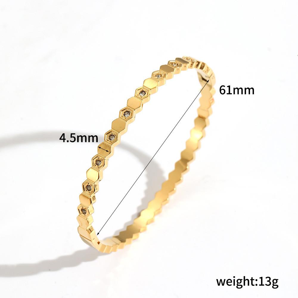Vintage Zircon Stainless Steel Bracelet For Women With Open Clasp Jewelry Accessory