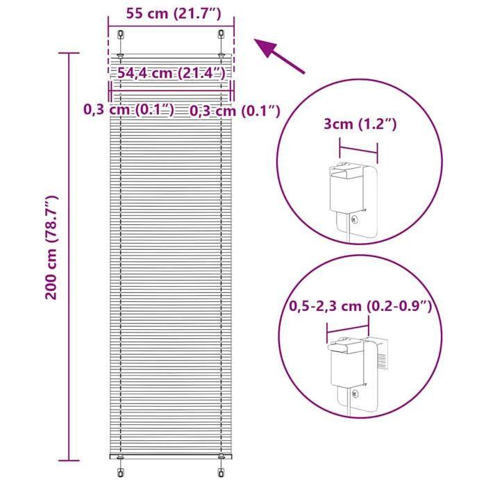 VidaXL Store plissé noir 55x200 cm largeur du tissu 54,4 cm polyester, store plissé de fenêtre, store accordéon, store 4015151