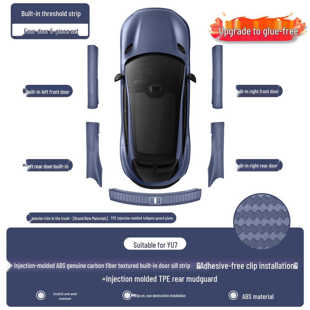 Xiaomi YU7 Adhesive-Free Carbon Fiber Welcome Pedal & Rear Bumper Protector