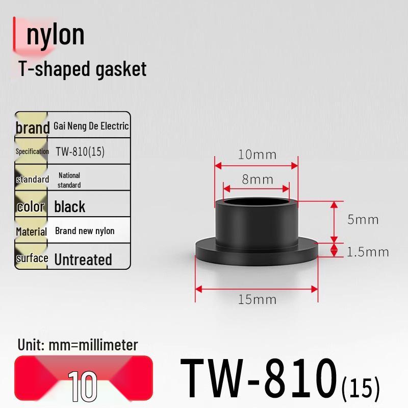 T-shaped Nylon Gasket Ring Screw Shaft Sleeve, Round Concave-Convex Insulation Pad, M2-M35