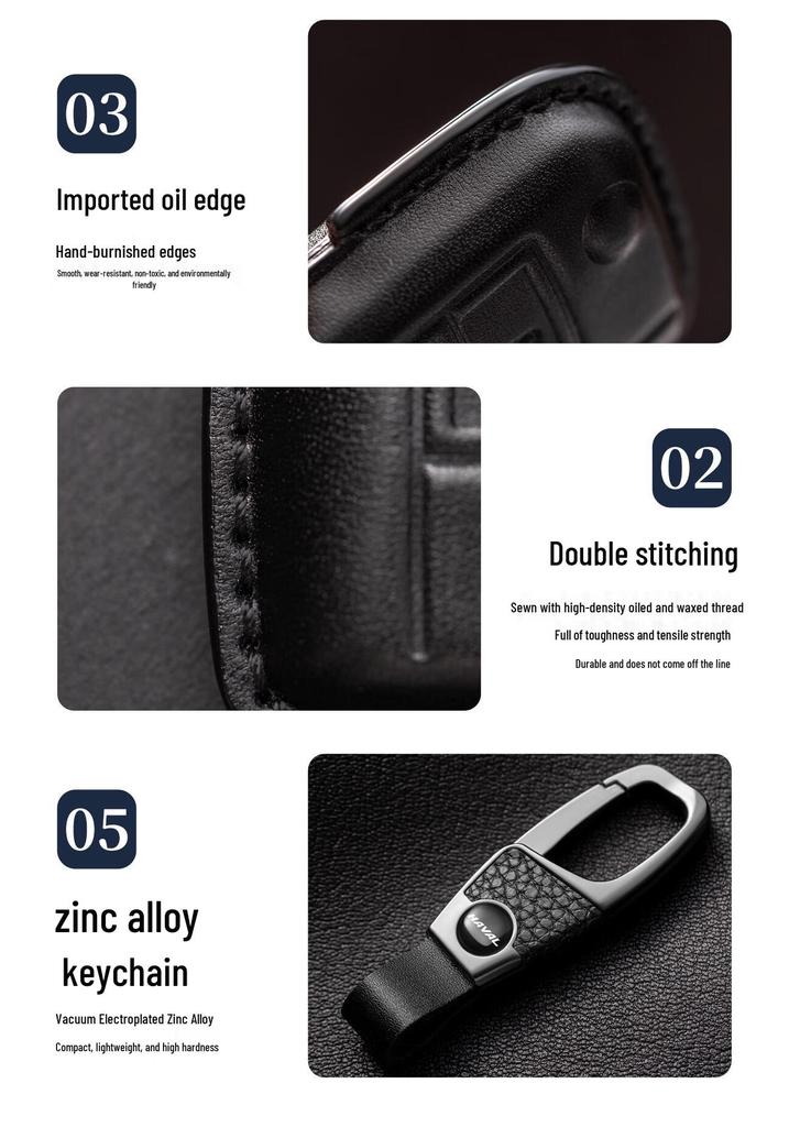 Genuine Leather Key Case for Haval: H6, H2, M6, F7, Third Gen Plus, Big Dog, H9, H7, H8, F5 Buckle
