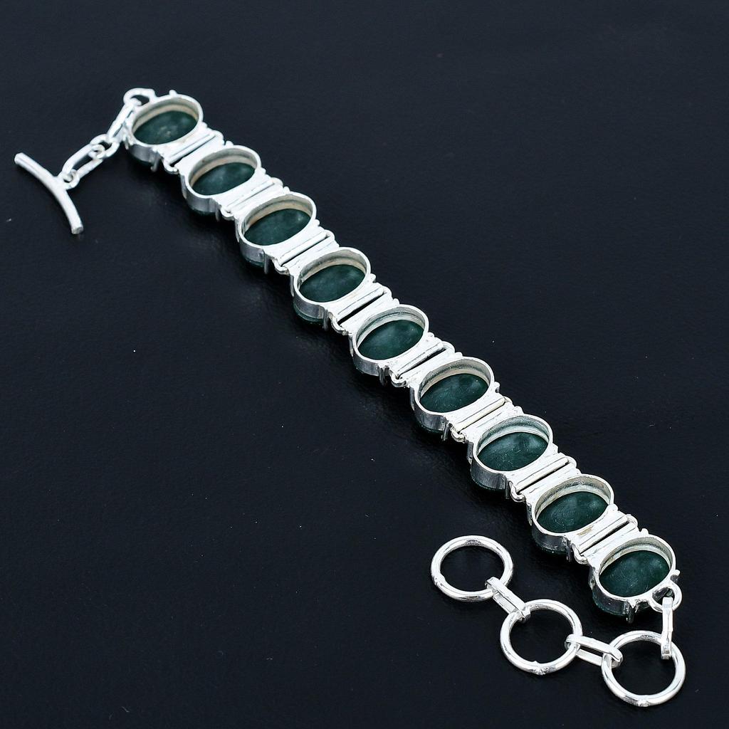 Vackert smaragdarmband 925 Sterlingsilverarmband Justerbart kedjearmband Handgjort Boho-armband Smycken med smaragdädelsten Bröllopspresenter