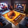 1PC Custom Name Football Fire Theme Floor Mat Ideal for Living Room, Game Rooms, Office, Bedroom, Office Floor Mat , Floor Mats for Home