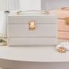 Leather Jewelry Case With Auto Open Designs Multiple Layer Compartments For Necklace Earring Rings Storage
