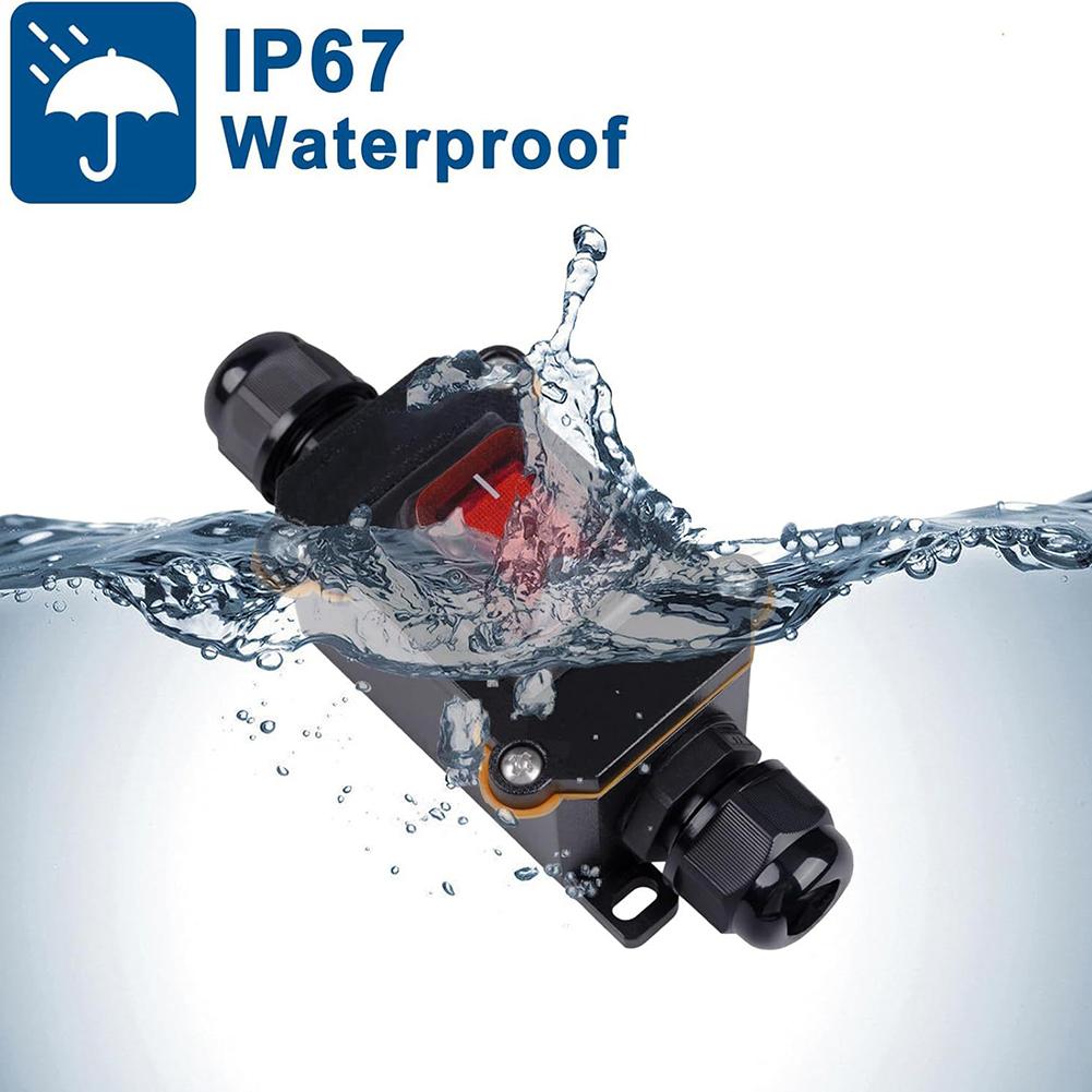 1pc DC12V25A Waterproof Inline Switch 12AWG ON/Off Button Switch With SAE Cable For Outdoor Electrical Equipment