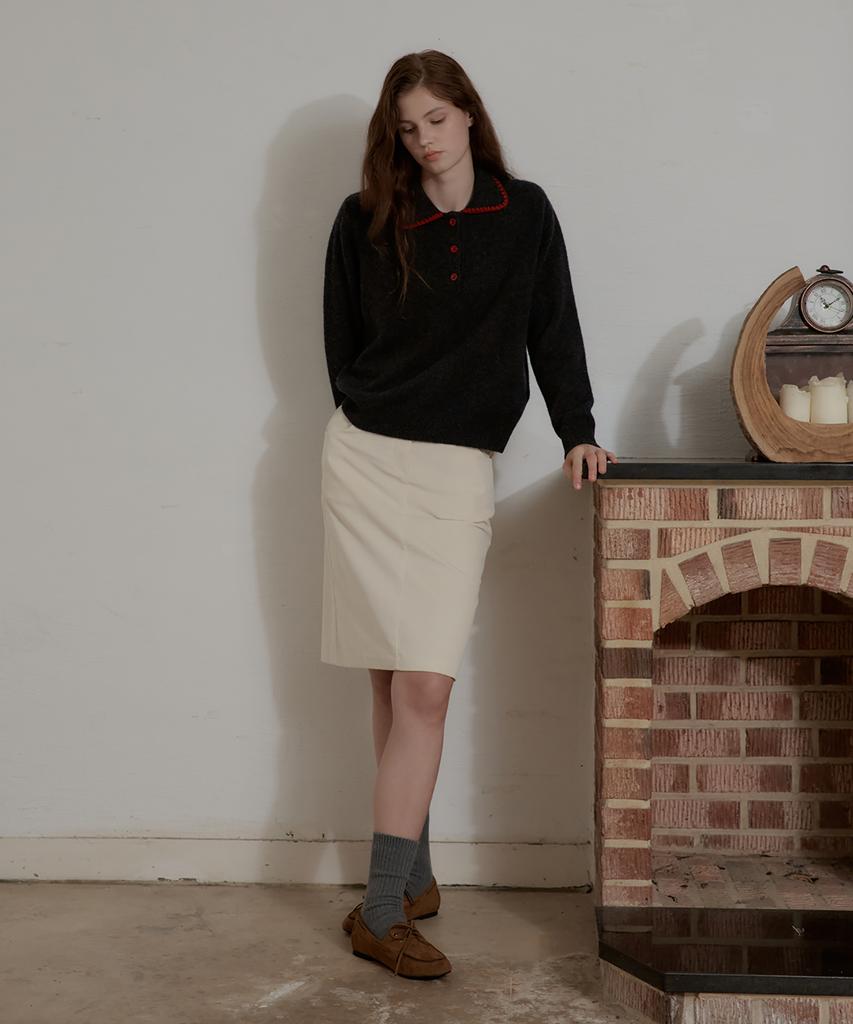 Seutyudioaenpaleukeu Corduroy Banding Skirt_Ivory