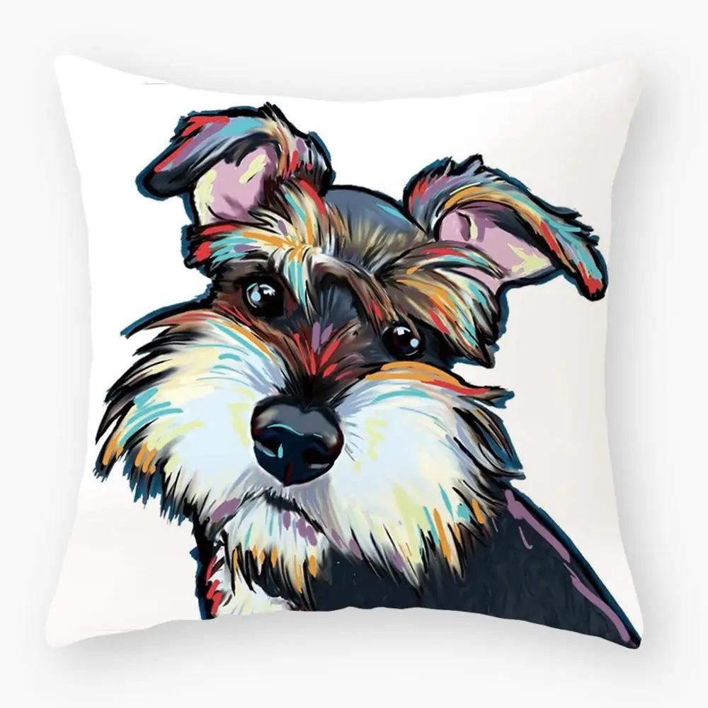 Sofa Pillowcase Bedroom Decoration Cushion Cover Cute Dog Yorkie Pug Pillow Car