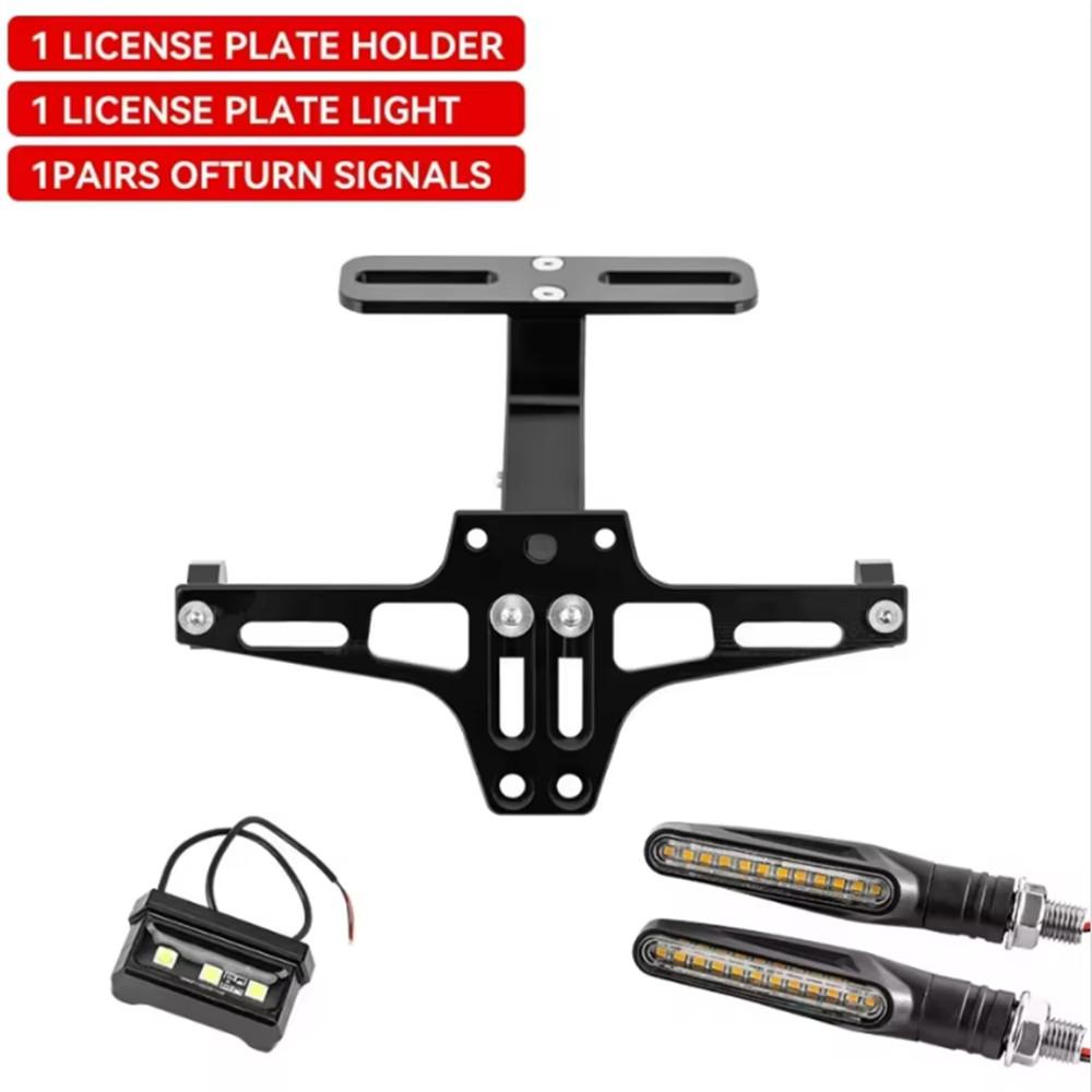 Adjustable Motorcycle License Number Plate Bracket Rear Turn Signal Lamp Holder Universal Motorbike Fender Eliminator Kits