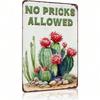 Metal Wall Art, Rustic Succulent Welcome Sign for Garden Decor, Vintage Cactus Poster