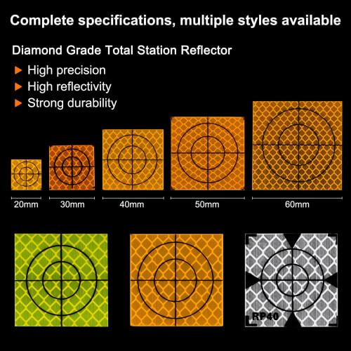 uxcell Survey Reflectors, 50mm Self-Adhesive Reflective Tape for Survey Marking, Orange, 30 Pieces