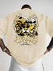 Hot UnisexS Casual Graphic Tee LooseFitting Short Sleeve Round Neck Bees Skull Design Summer Outdoor Wear Casual Outdoor Wear