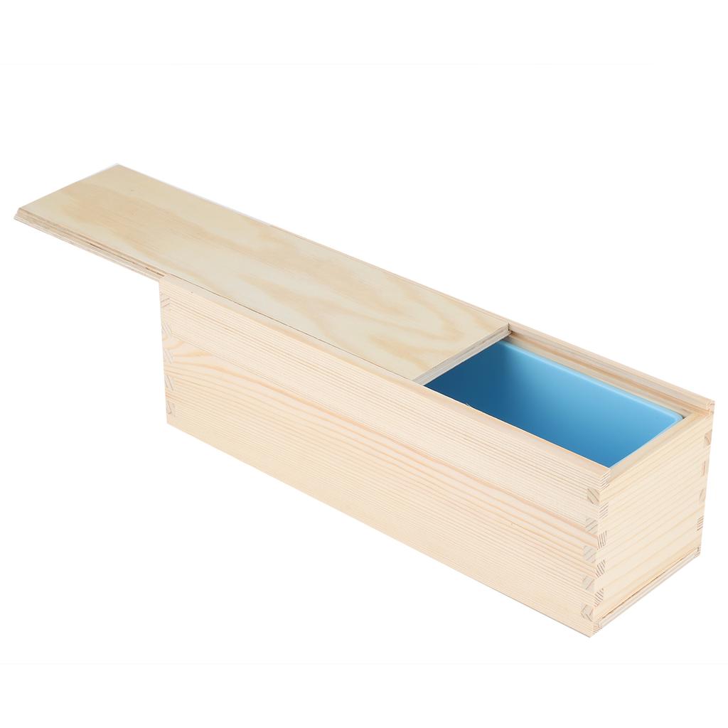 DIY Rose Pattern HandMade Bread Soap Mould Silicone Liner Mold Cake Making Wooden Box(Sky Blue