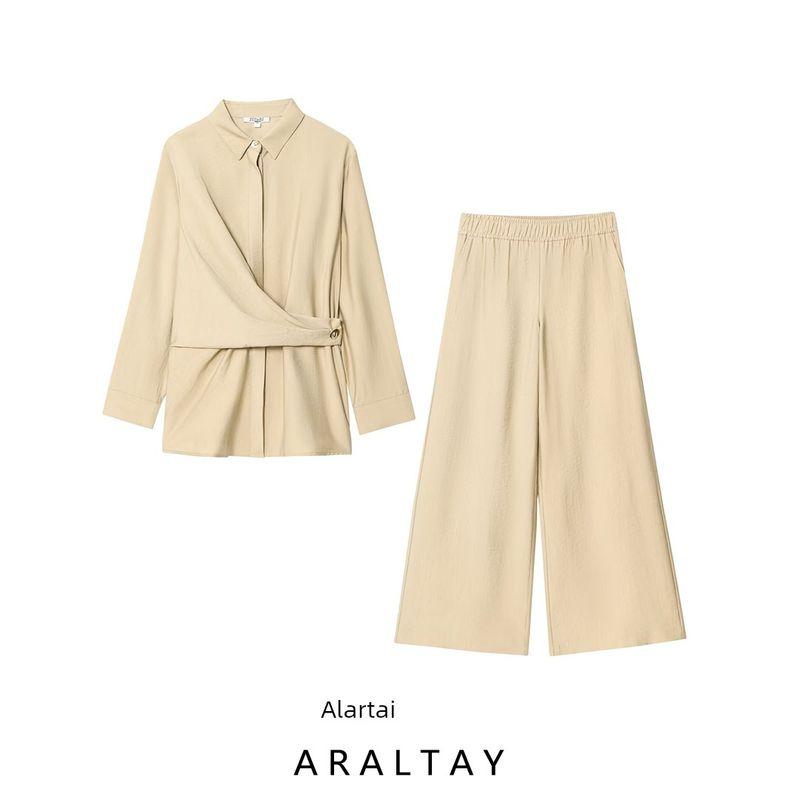 Araltay New Arrival Fashion Style Women's Clothing Button Decoration Double Breasted Shirt Casual Pants 7484053 7484251