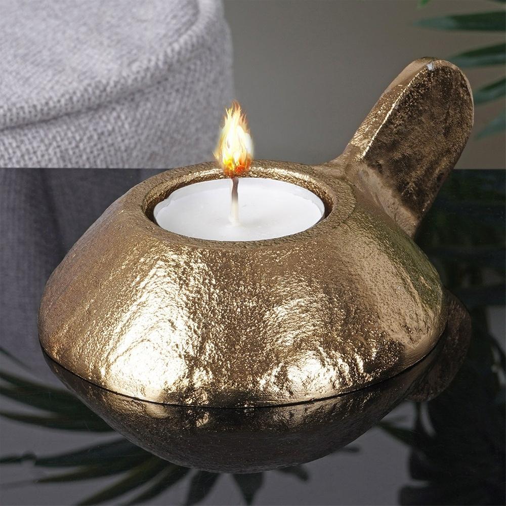 Gold aluminum candlestick 12x9x5 cm