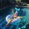 Mermaid-shaped Swimming Ring Inflatable Ride-on Pool Float Air Mattress Inflatable Water Toys