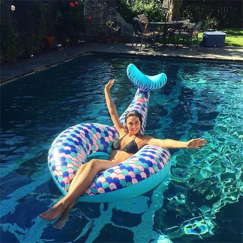 Mermaid-shaped Swimming Ring Inflatable Ride-on Pool Float Air Mattress Inflatable Water Toys